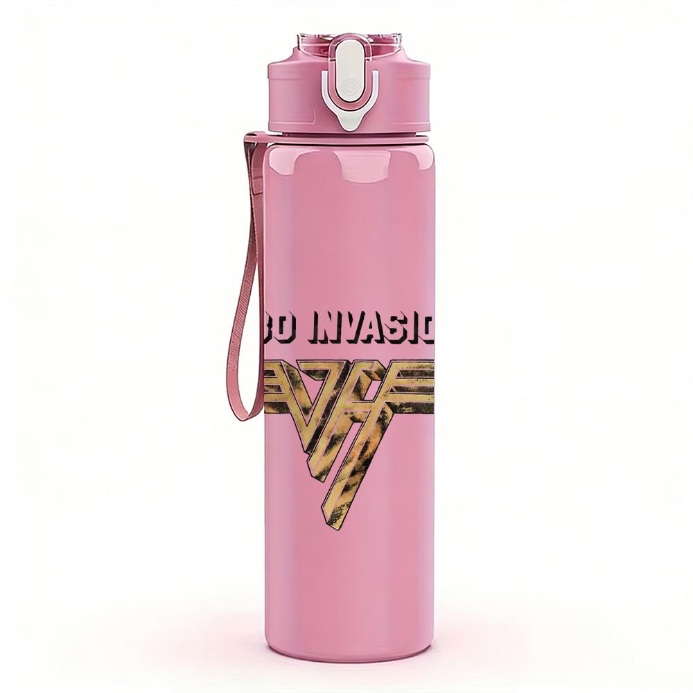 1PC 1983 golden wing emblem print 750ml colorful plastic sports water bottle leakproof pop up lid with straw for outdoor work home use