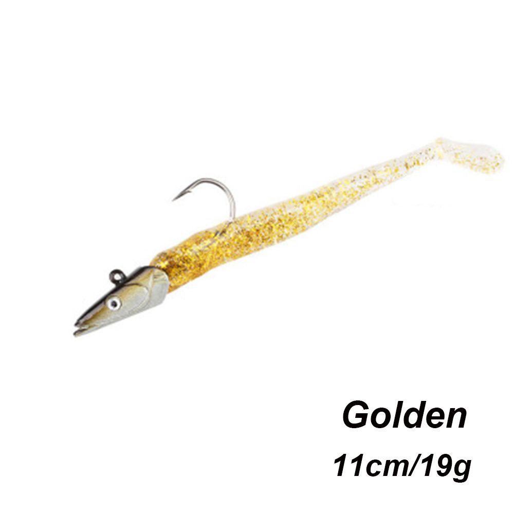 Durable 10g 19g 34g Luminous Worm Barbed Hook Fish Eel Lure Lead Jig Head Artificial Soft Bait