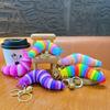 Creative Fidget Slug Keychain Plastic Twist Flexible Fidget Toy Colorful Sensory Slug  Decoration