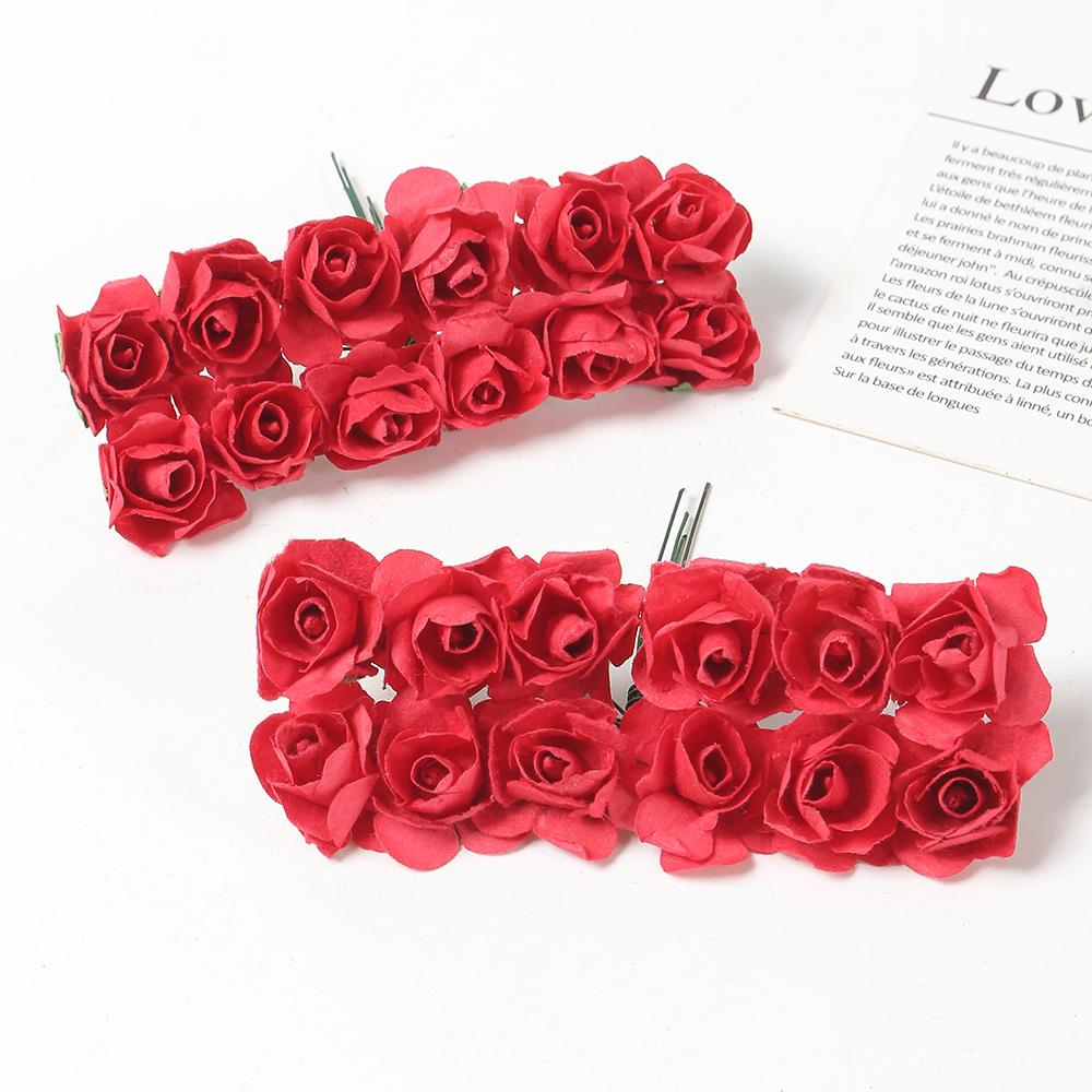 144 шт. Искусственные букеты роз Бумажные Поддельные цветы Домашний Декор для комнаты Свадебное украшение Рождество Navidad 2025 Новый год DIY Венок