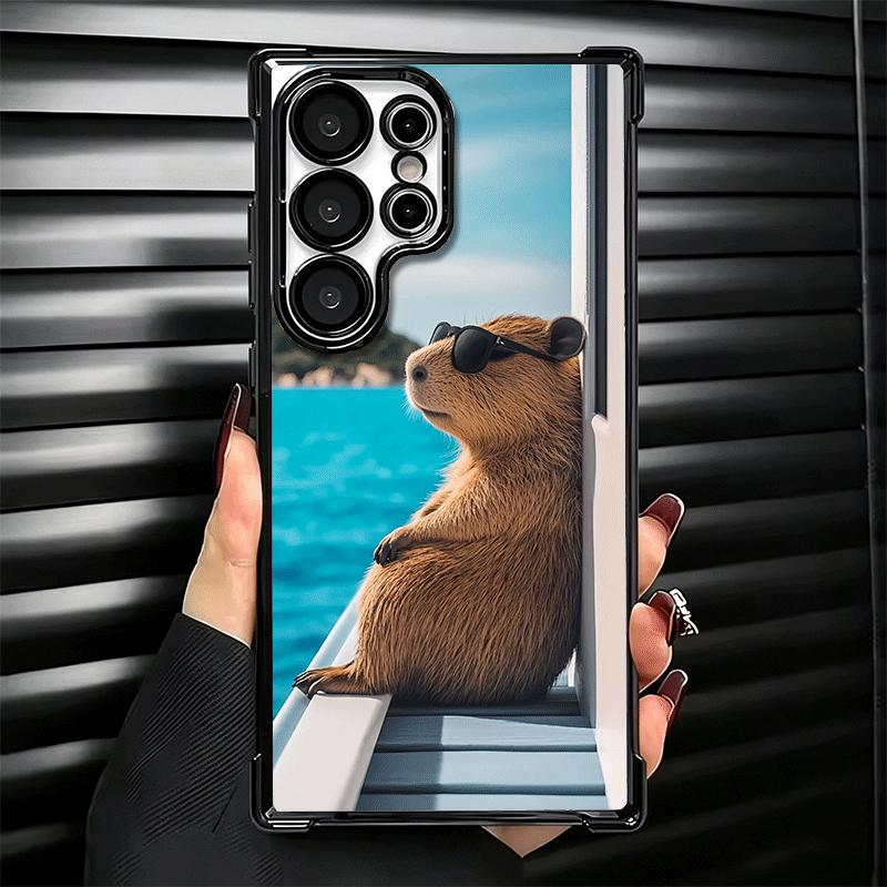 Animal Capybara Cute Plating Phone Case For Samsung Galaxy S24 S25 FE S26 Edge S23 Ultra S22 S21 Plus S20 Anti-Fall Airabag Cove