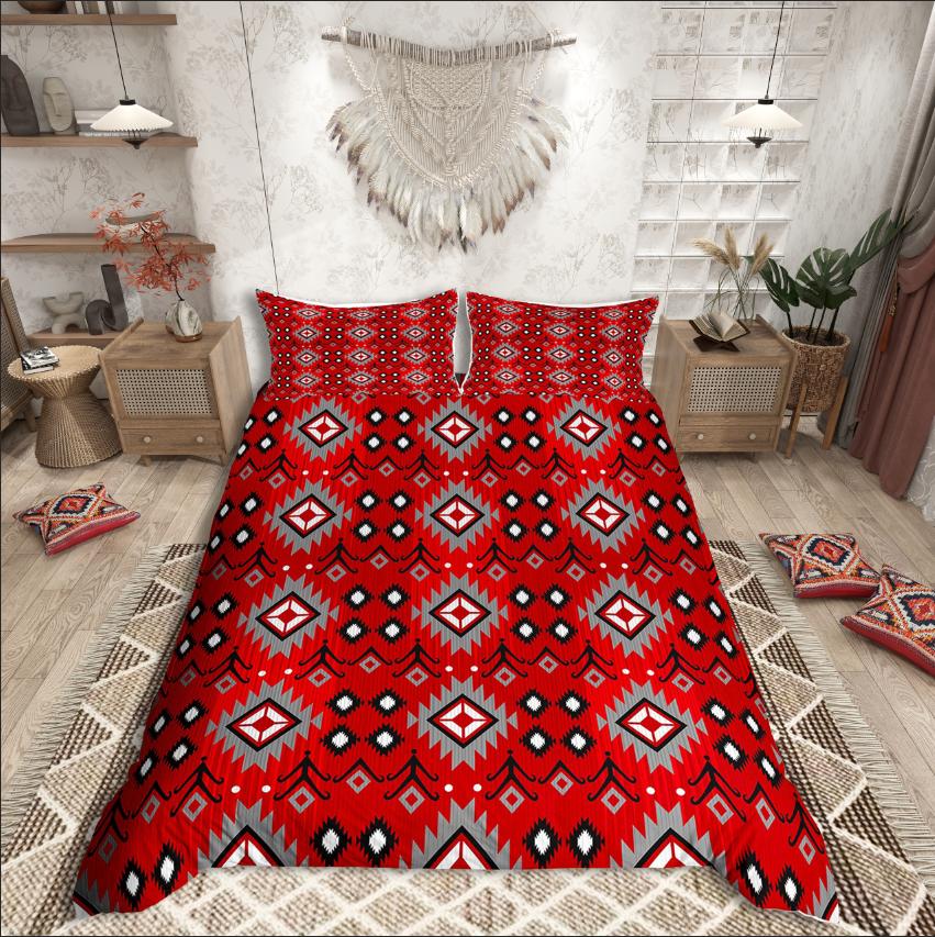 Homewish Tribal Aztec Duvet Cover Set,Bohemian Theme Bedding Set for Teens,exotic Style Decor