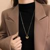 Minimalist Gold Color Stainless Steel Circular Droplet Shape Pendant Necklace for Women Non-fading Long Sweater Chain Jewelry