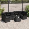 8-Piece Garden Sofa Set with Black Poly Rattan Cushions, 2-Seater Garden Sofa with Storage and 3353952