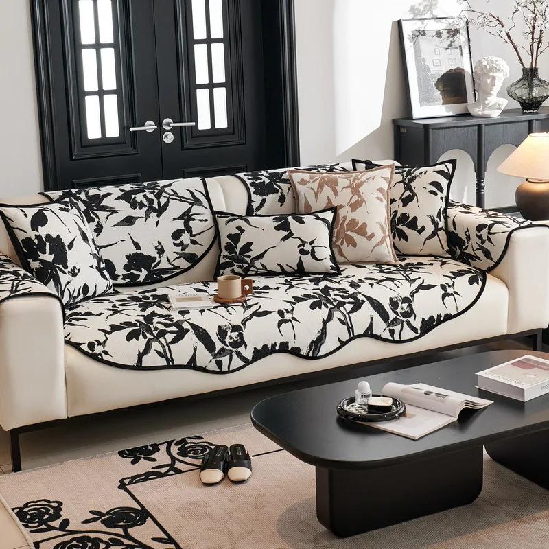 Nordic Chenille Sofa Cushion for Living Room Irregular Curved Non-slip Couch Cover Corner Sofa Towel Seat Pad Washable Sofa Mat