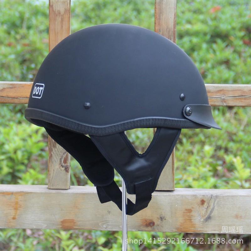 Classic American Style Half Face Motorcycle Helmet Adults ABS Material Open Scooter In Matte Black Glossy