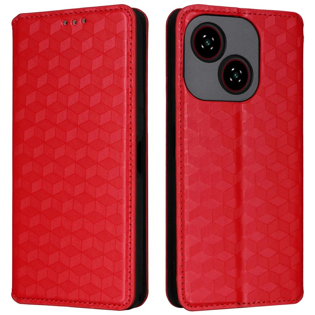 For ZTE Blade A35e (Z2466) Case Wallet Rhombus Imprinted Leather Phone Cover