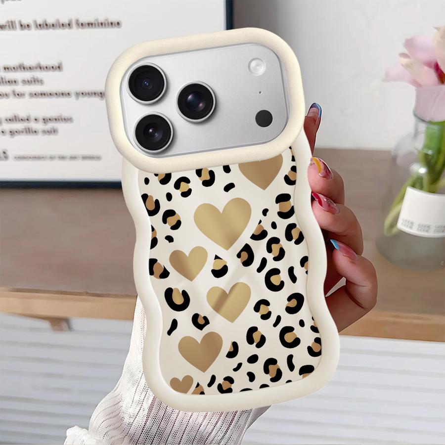 Чехол для iPhone 8 14 16 Pro Max 12 15 Plus 11 13 17 Air XR Мягкий чехол для телефона Леопардовая Любовь Звезда
