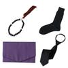 [Дресс-код 101] Набор из 4 пар носков [Похоронный набор с выбором галстука] Галстук-бабочка, Фиолетовая ткань фукуса, Четки, Мужской галстук на молнии, Стандартный размер,