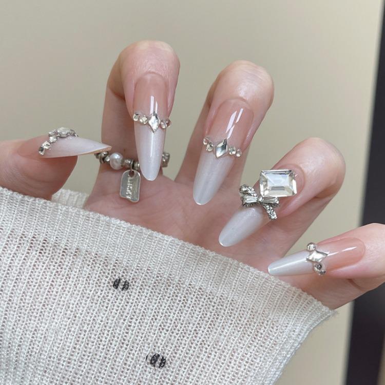 Wearing Nail Advanced Sense Spring and Summer Flash Diamond Butterfly Handmade Nail Piece Spice Girl Wearing Nail Piece