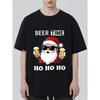 Christmas T Shirt Black Santa Claus With Beer And Sunglasses Print Beer Time Ho Ho Ho Holiday Party Casual Wear
