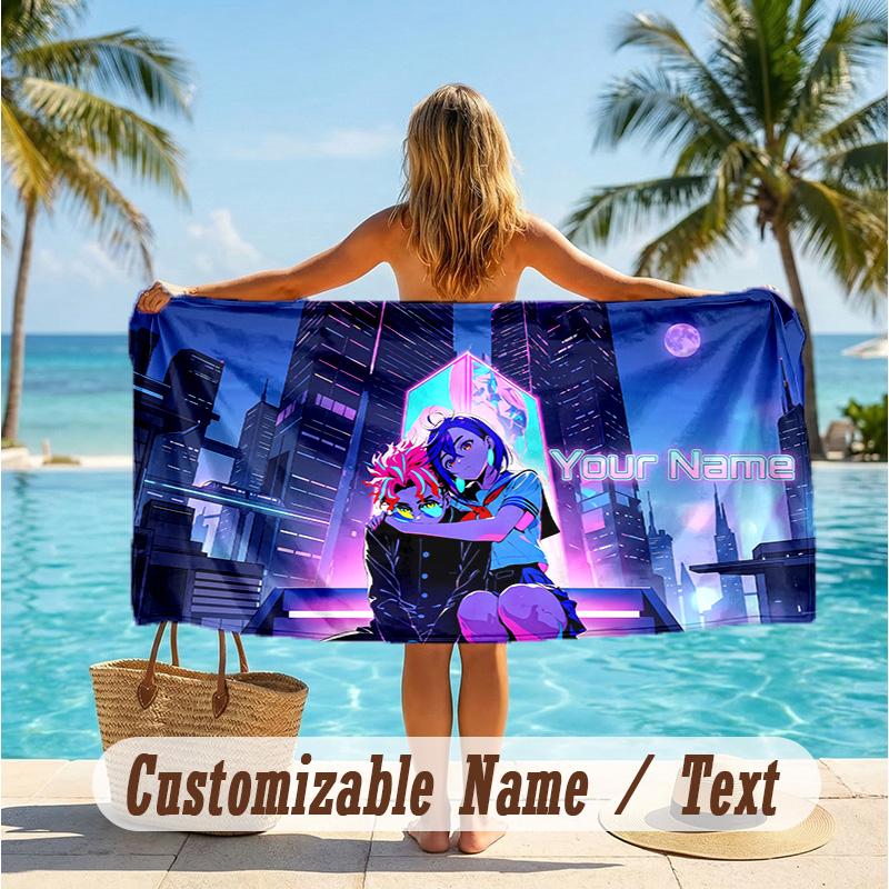 Custom Text Beach Towel, Soft Absorbent Swimming Multi-use TowelDandadan