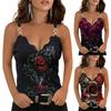 Summer V-neck Rose Sleeveless Vest Ladies Loose T-shirt Women Top Plus Size Sexy Vest Top