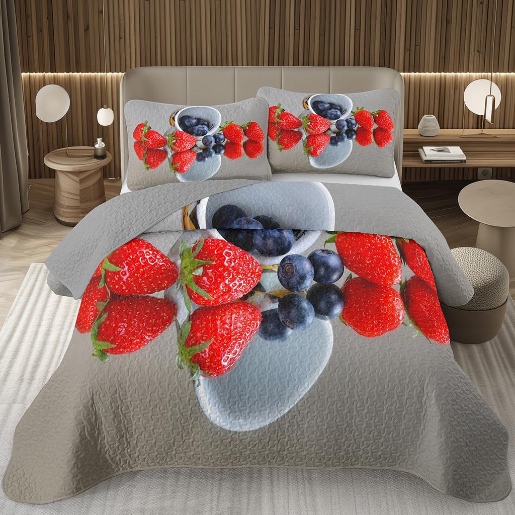 Покрывало с черникой размера кинг, твин, Гавайское летнее тропическое фруктовое покрывало для декора комнаты мальчика/девочки, Двустороннее стеганое постельное белье