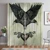 Vikings Odins Ravens Muninn Kitchen Curtains for Living Room Partition Blackout Curtain for Room 2 Panel Halloween Decoration