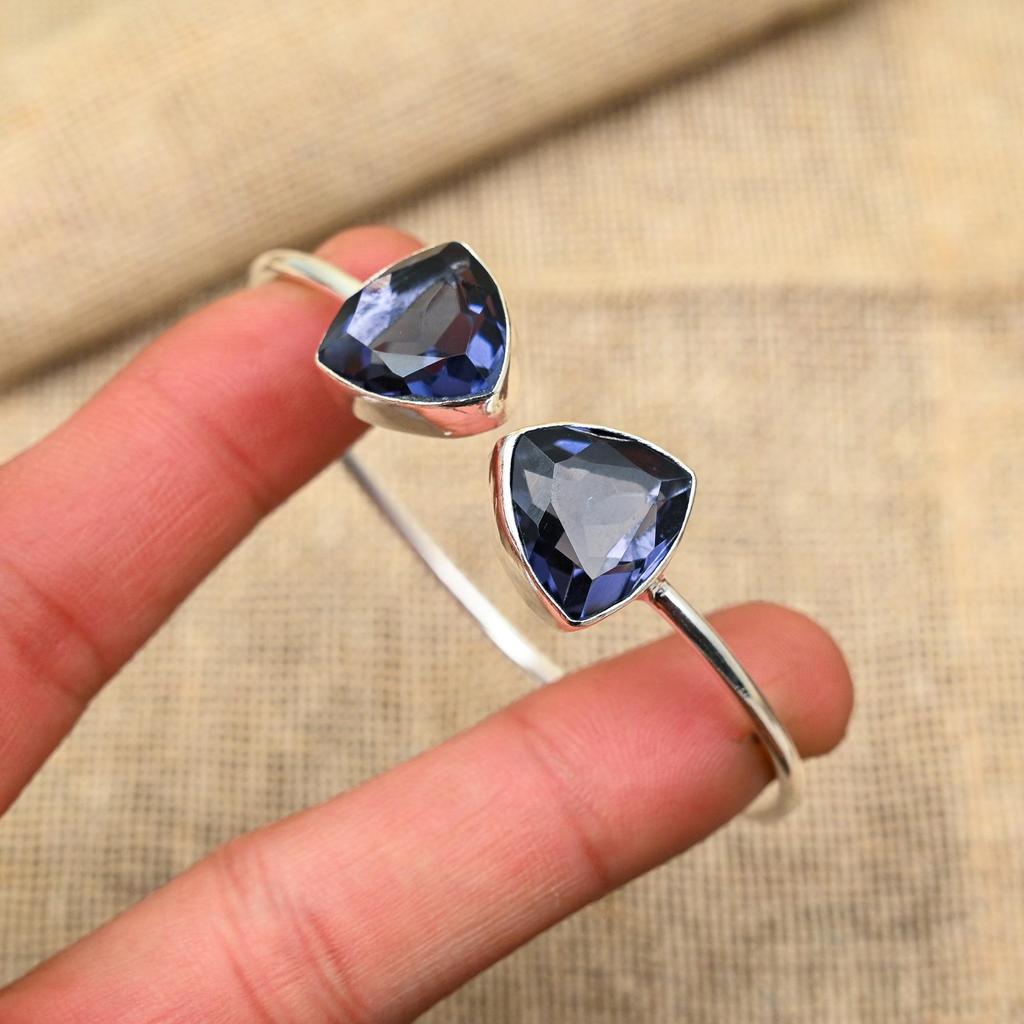 Прекрасный драгоценный камень иолит ручной работы из стерлингового серебра 925 пробы ювелирный кулон для свадебного подарка