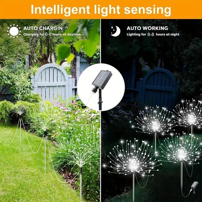 Светодиодные солнечные фейерверки, уличные водонепроницаемые солнечные садовые сказочные лампы для лужайки, патио, двора, вечеринки, рождественские украшения