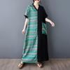 Короткий рукав Плюс размер Хлопок винтажный пэчворк новые платья для женщин повседневное свободное макси длинное летнее платье