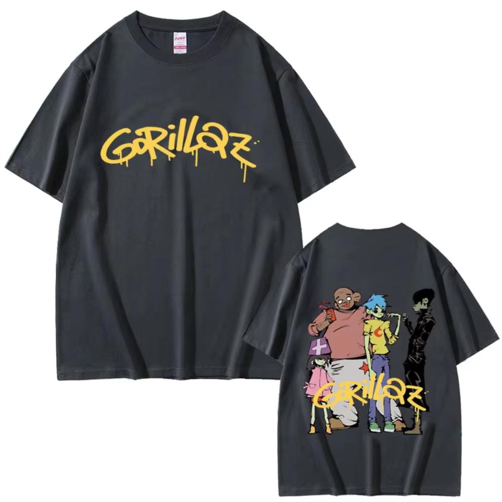 Альтернативная рок-группа Gorillaz Футболки Мужские Женские Хип-хоп Мода Винтажные Футболки Летние Мужские Готические Оверсайз Футболки с Круглым Вырезом