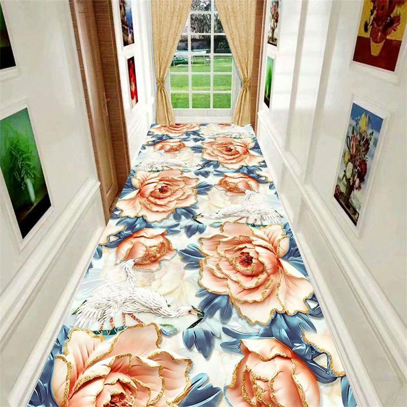 European Style Long Corridor Carpet Runner for Hotel Aisle Stairway Area Rug Lobby Entryway Floor Mats Wedding