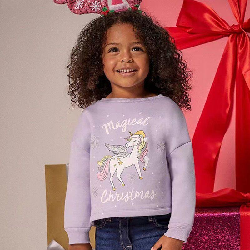 Unicorn Purple Stylish Children Pure Cotton Long-Sleeved Sweatshirt