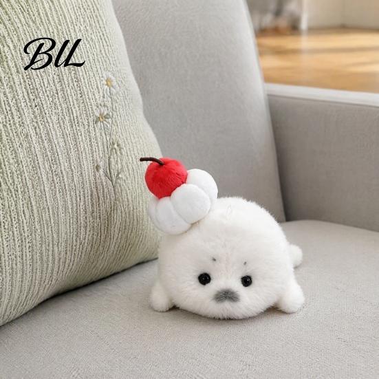 Soft Animal Pendant Cute Baby Seal Plush Keychain, Fluffy White Mini Bag Decorative Car Accessory Charm, Stuffed Ocean Key Ring for Backpack