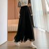 Женские кюлоты из черного шифона больших размеров Летние тонкие длиной 9/10 с высокой талией Свободные брюки с широкими штанинами