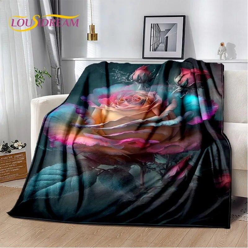 Dream Love Rose Nordic Flowers Daisy Blanket,Soft Throw Blanket for Home Bedroom Bed Sofa Picnic Travel Office Cover Blanket Kid