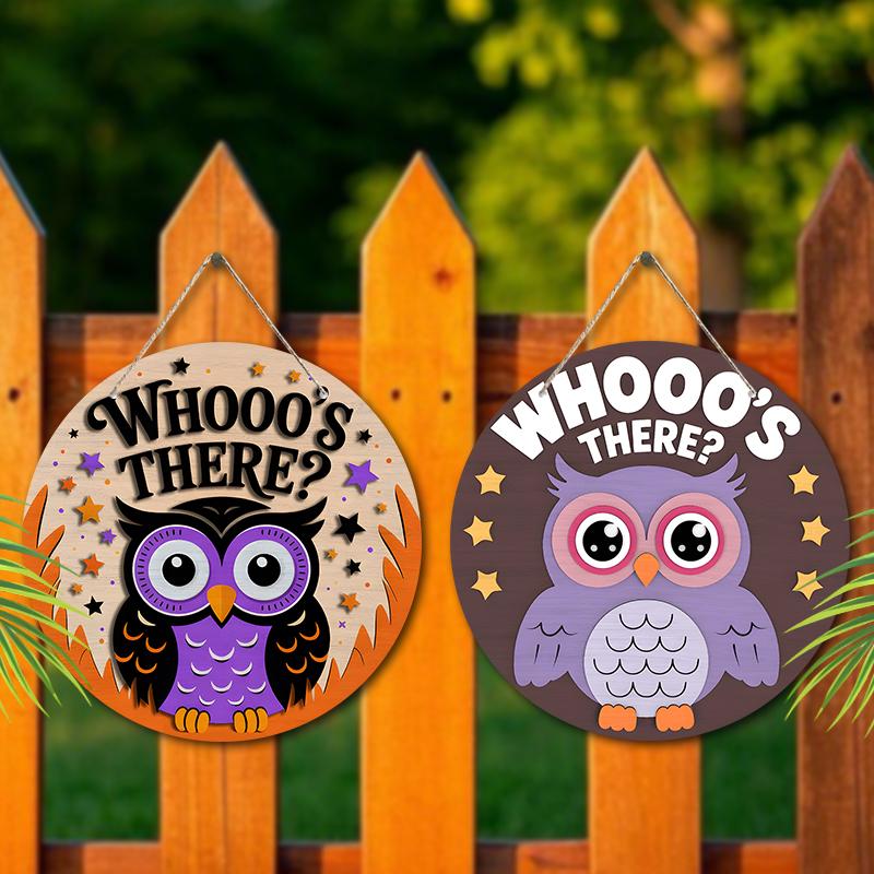 Funny Wooden Sign with Adorable Owls Pattern, Unique Decorative Plaques & Signs for Front Door, Wall Hanging Decor, Ideal Gift for Friend & Family