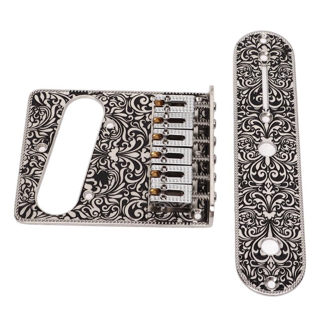 6 Saddles Bridge Replacement Metal Bridge with Plate Spanner Screws Set for Electric Guitar