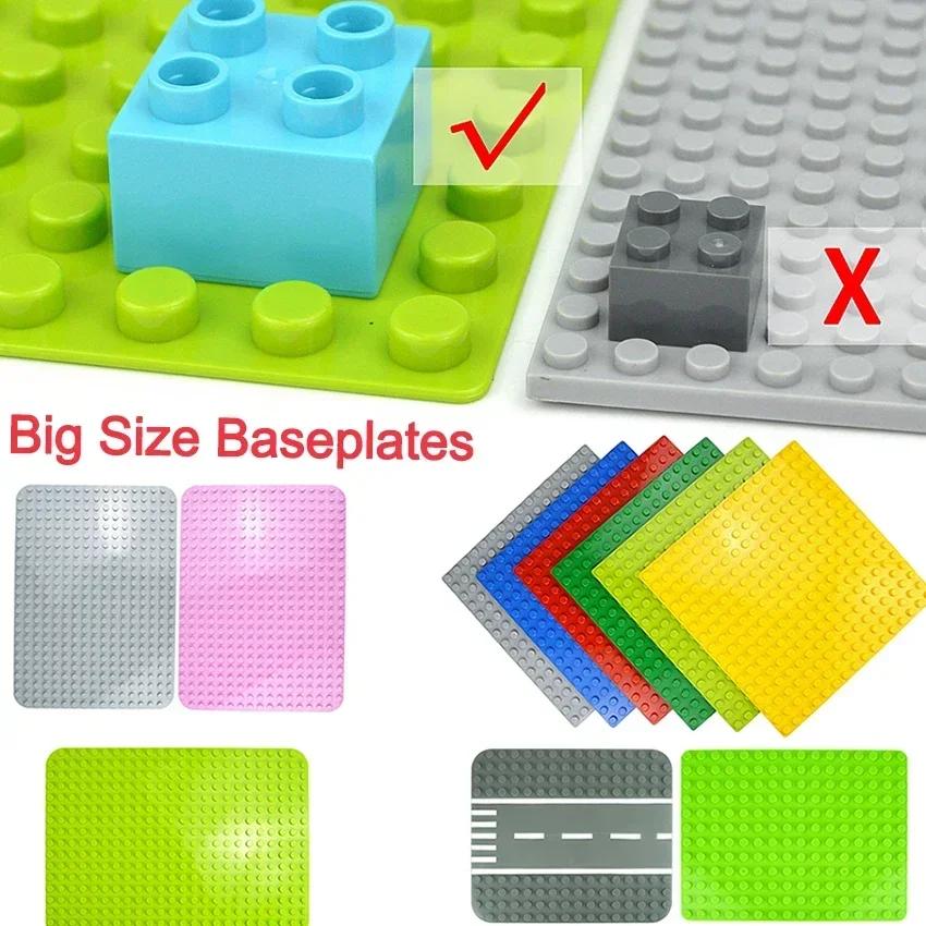 Duploes Big Size Baseplate Multiple Sizes 16x16 8x8 4x4 Bricks Assembly Plates Large Particles Figures Building Blocks Kid Toys