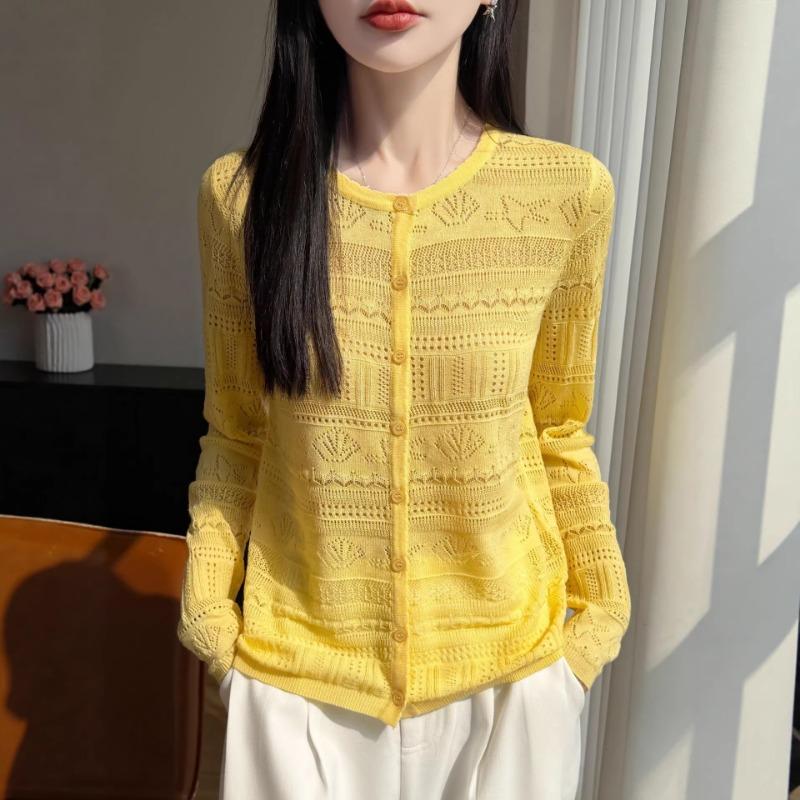 Women S Long Sleeve Round Neck Loose Fit Knit Cardigan