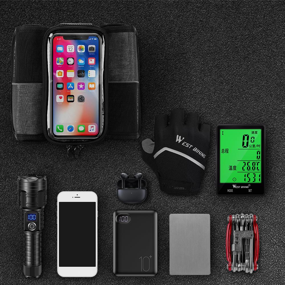 Двусторонняя сумка для велосипеда объемом 2 л, сумка с передней трубкой на велосипедную раму, сумка для мобильного телефона с сенсорным экраном, двойная молния