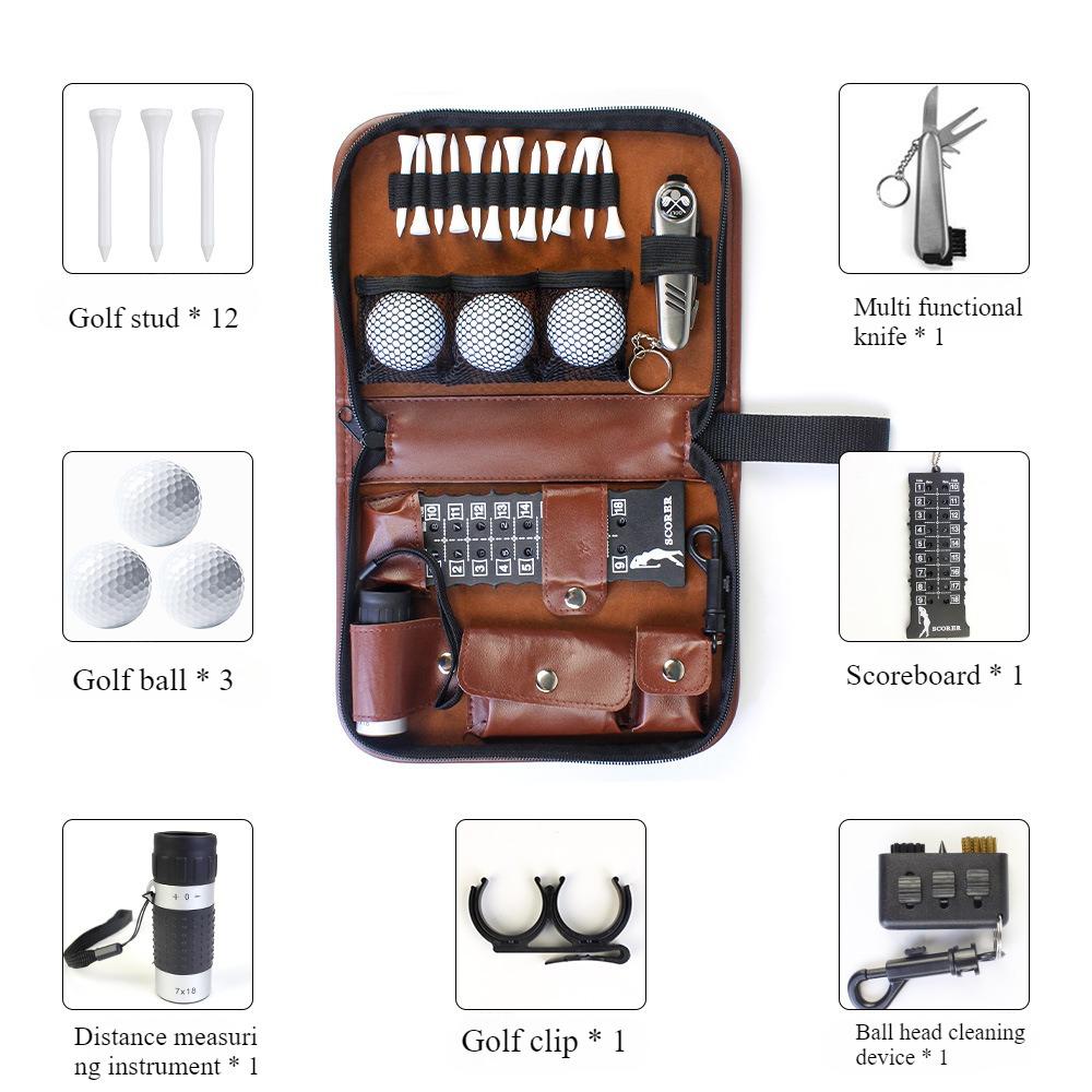 Golf tool kit, golf accessory kit, convenient to carry, multifunctional, large capacity, storage leather bag