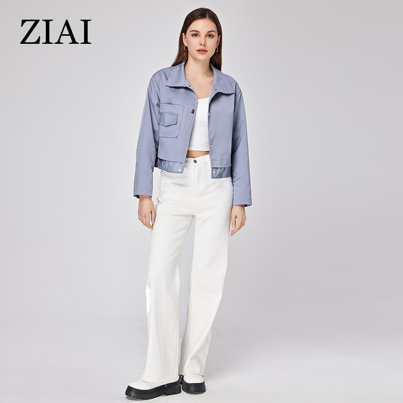 ZIAI женские пальто 2023, весенняя новая короткая верхняя одежда, офисный модный стиль, повседневная женская куртка из искусственной кожи высокого качества ZS-20349