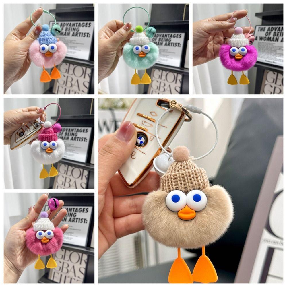 Duckling Rex Rabbit Hair Ball Keychain Keyring Duck Plush Toy Pendant Children's Toys