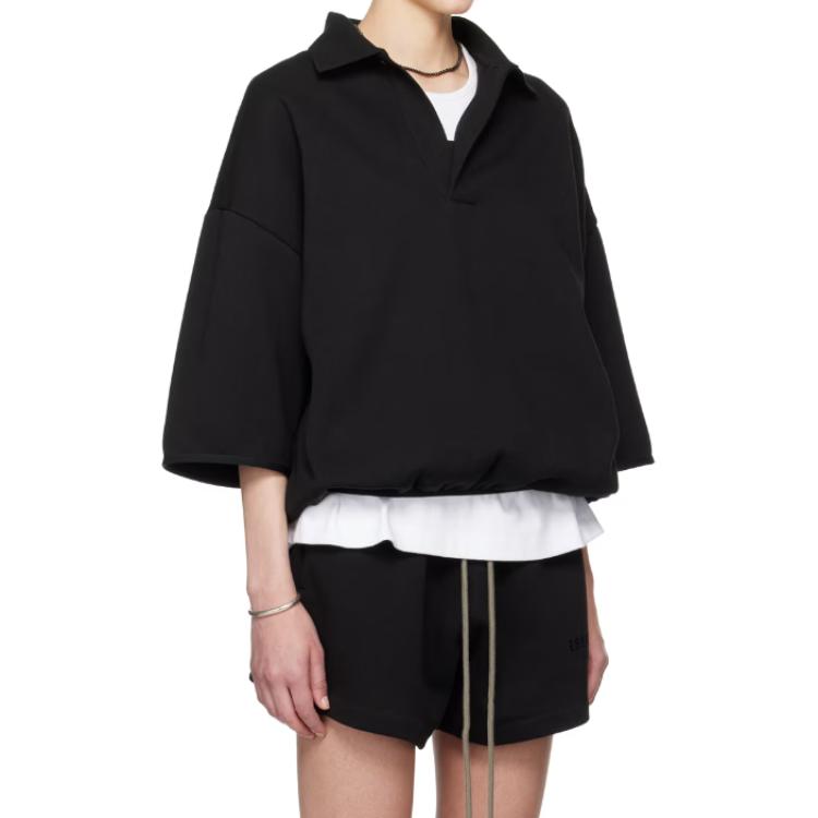 Fear of God Essentials Мужская футболка-поло с 3/4 рукава Черный Топы 192SU244400F