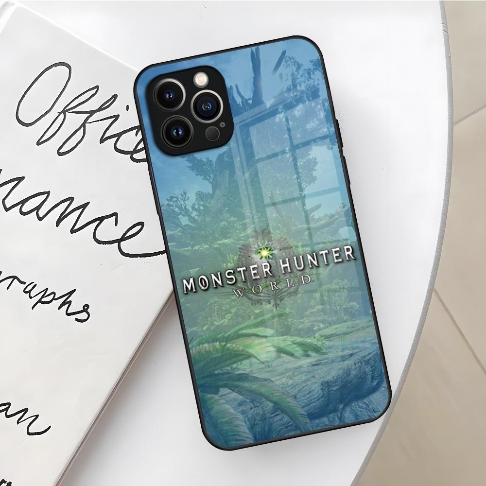 Чехол для телефона Monster Hunter World для iPhone 16 15 14 12 11 13 Pro Max Mini X Xr Xs Se 8 Plus Стеклянная крышка