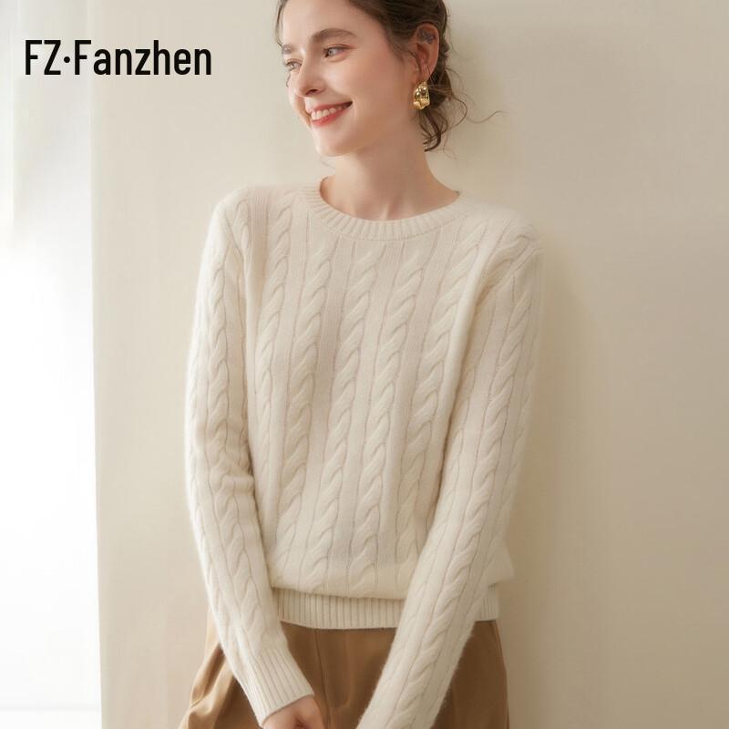 Fanzhen Women's Fall/Winter Cashmere Blend Crew Neck Sweater