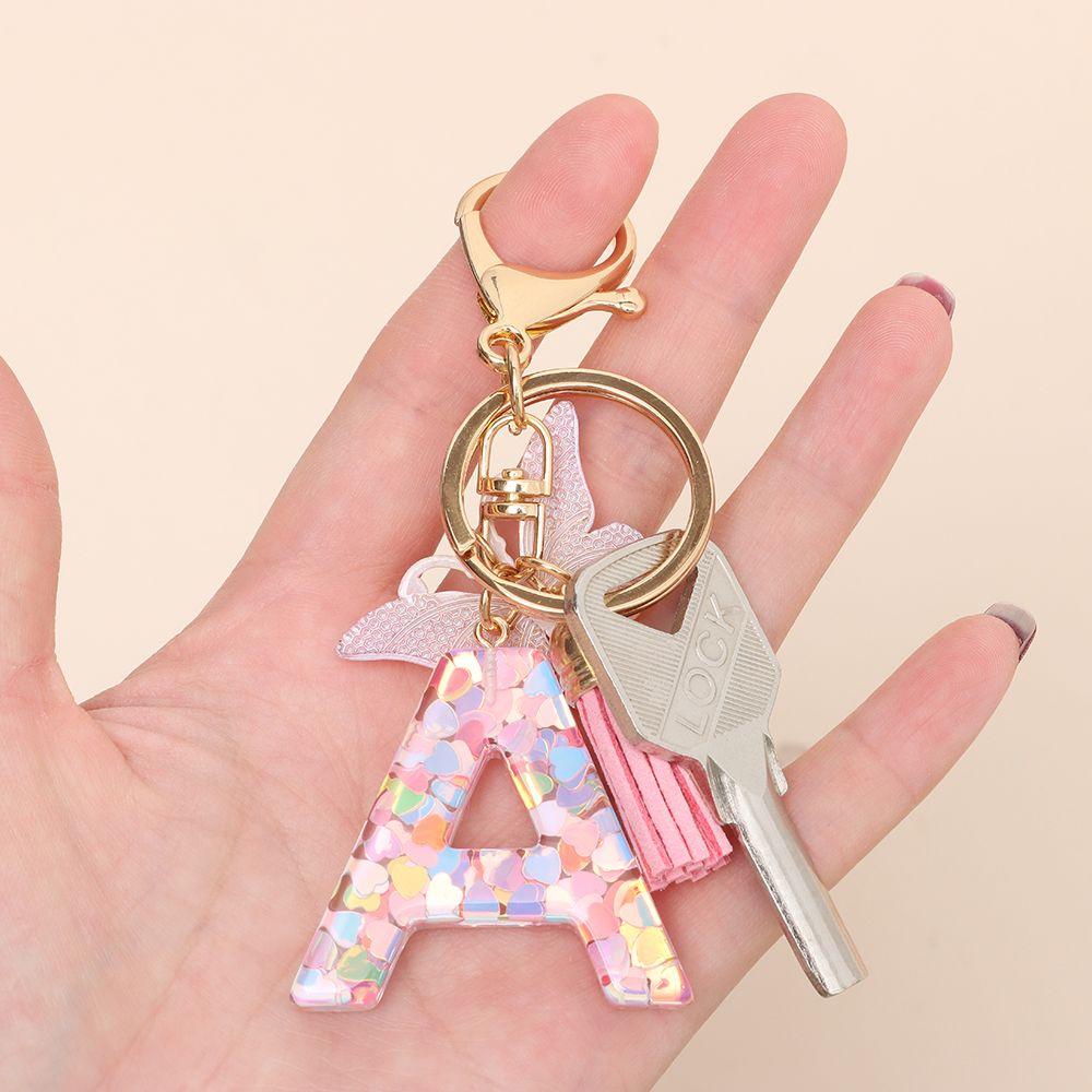 Fashion DIY A-Z Letters keychain Metal Holder Pendent Key Chain Women Car Key Ring Simple Letter Key Party Gift Jewelry
