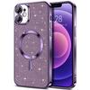 Чехол-бампер с гальваническим покрытием и защитой объектива для iPhone 15 14 13 12 11 16 Pro Max Plus для беспроводной зарядки Magsafe, блестящий чехол