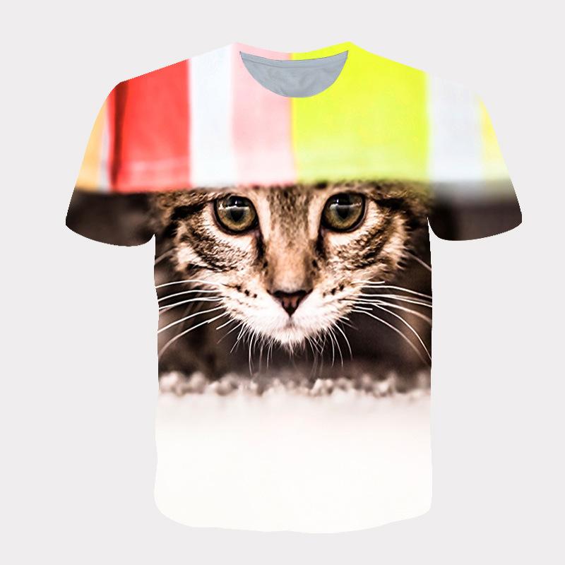 Летний топ с круглым вырезом и принтом 3D-кота, модные повседневные футболки с коротким рукавом для мужчин и женщин, универсальные футболки