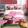 3pcs Duvet Cover Set (1*Duvet Cover + 2*Pillowcase, Without Core), Custom Name Masha and The Bear Pattern Bedding Set, Home Bedroom Decor Gift
