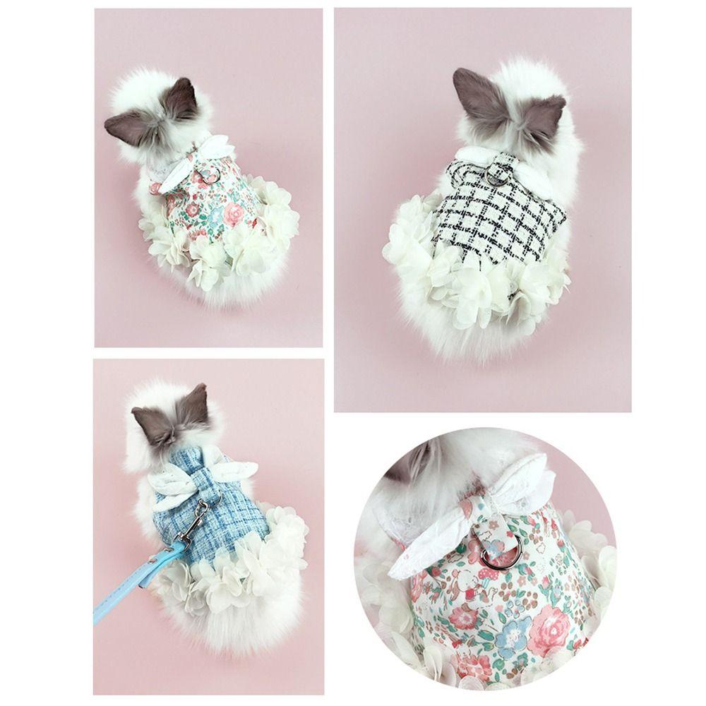 Breathable Guinea Pigs Clothes Princess Style Pet Harnesses and Leash Set Soft Pet Costumes Bunny