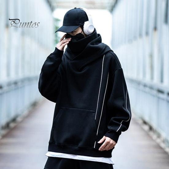 Зимняя толстовка унисекс с капюшоном и защитой шеи, высокий воротник и капюшон в стиле хип-хоп, большой передний карман, утепленная верхняя одежда для отдыха