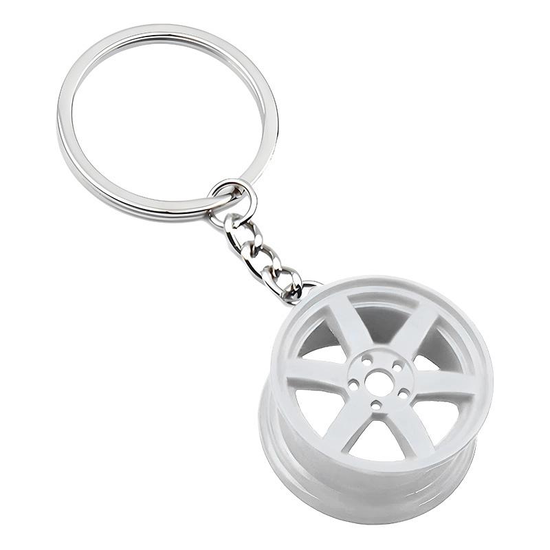 Car Parts Key Chains Zinc Alloy Metal Wheel Tire Rim Wheel Hub Metal Keychain Car Tire Hub Key Ring Pendant for Car Enthusiasts
