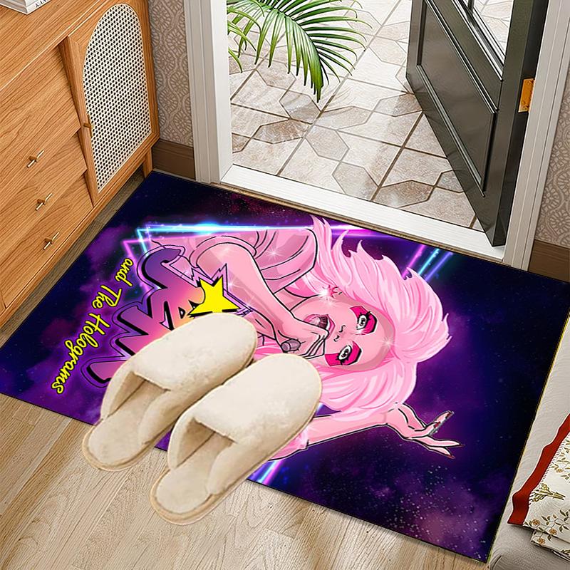 Jem Holograms Neon Art Rug Office Carpet Non-Slip Mat, Chair Rug Floor Covering for Gaming, Bedroom, Living Room , Home Decor Christmas Gift
