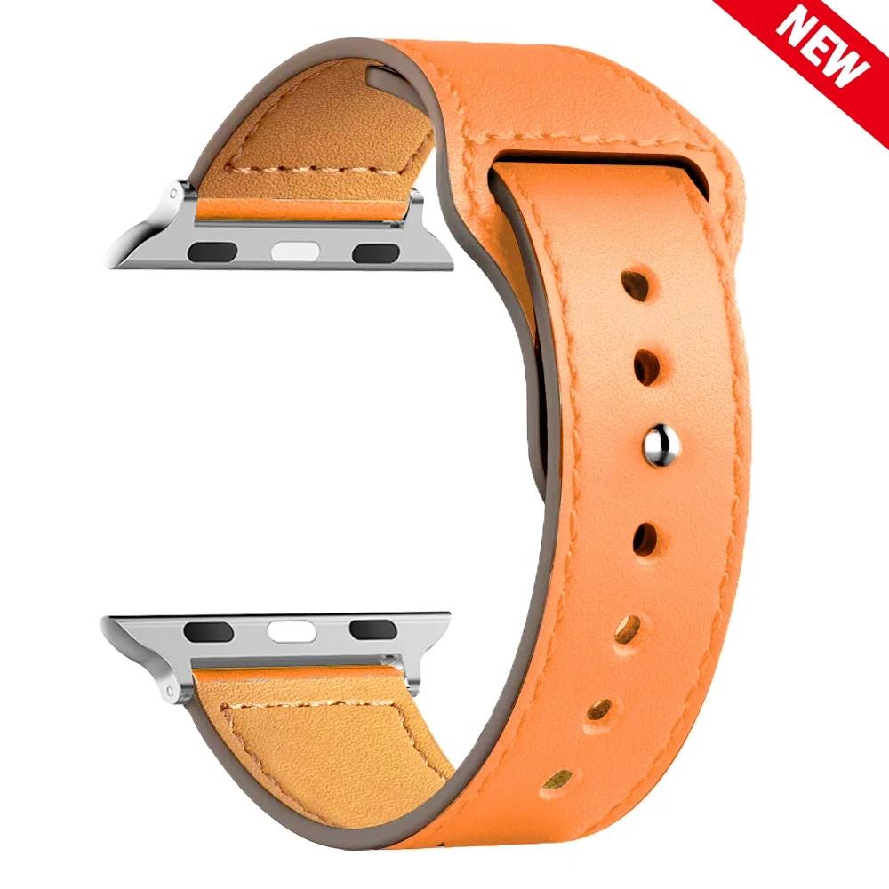 Кожаный ремешок для Apple watch band Ultra 49 мм 44 мм 40 мм 38 мм/42 мм спортивный браслет iWatch series 9 8 7 3 4 5 6 se 41 мм/45 мм
