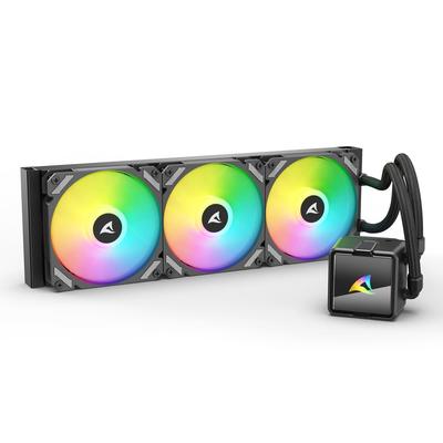 Система жидкостного охлаждения Sharkoon AIO S60 ARGB Черная с 3 x 120 мм ARGB PWM вентиляторами, Головка с зеркальным эффектом Infinity Mirror, Медная водоблочная пластина, Авторизованный японский