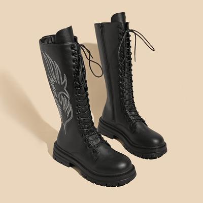 Мода 2025 Осень/Зима Новые Внутренние Высокие Сапоги Женские Сапоги-Платформы Выше Колена